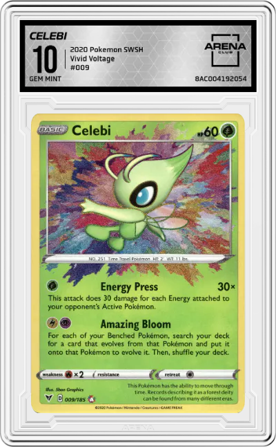 2020 Pokemon SWSH Vivid Voltage Celebi #009 ARENA CLUB 10