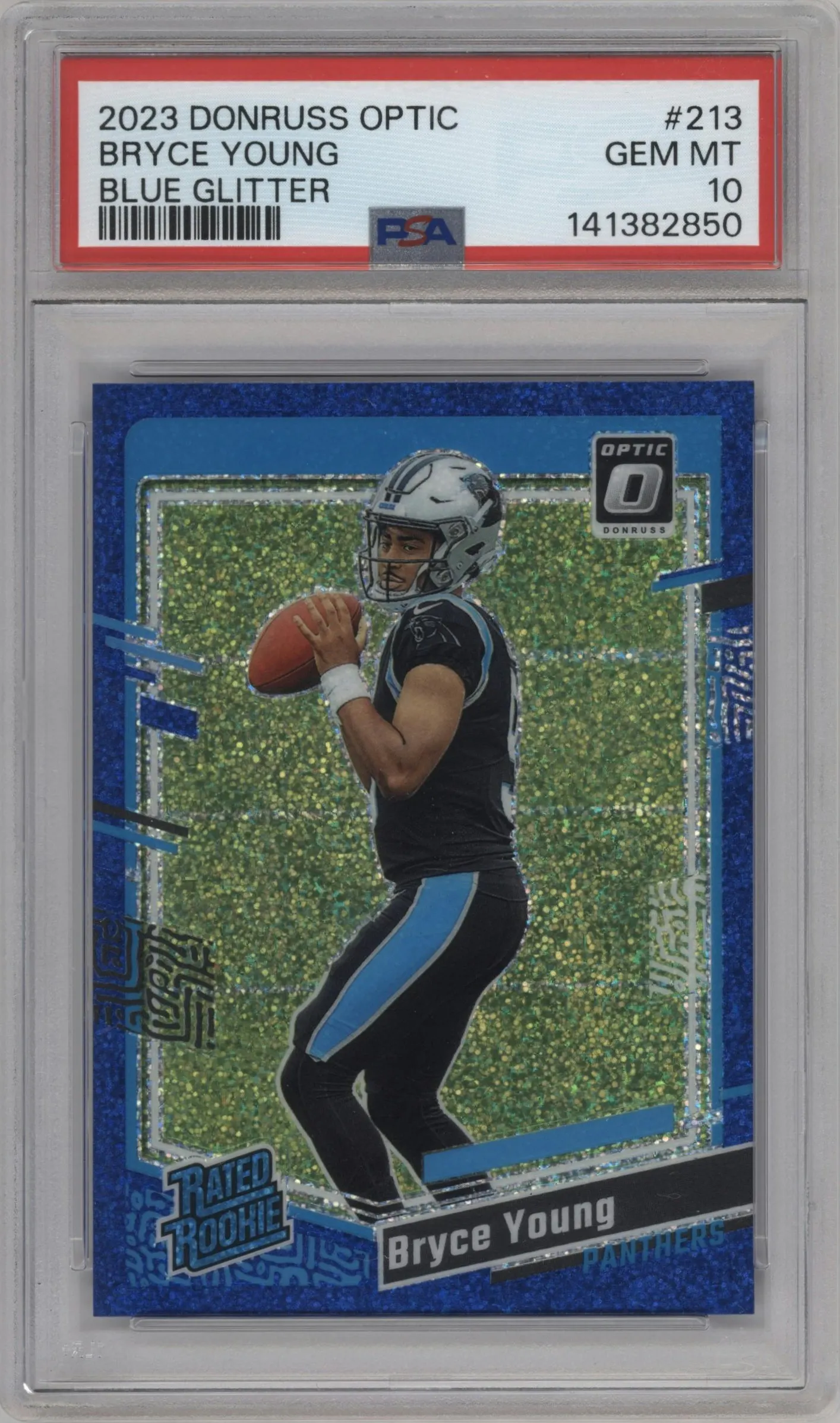 2023 Donruss Optic Rated Rookie Bryce Young Blue Glitter #213 PSA 10