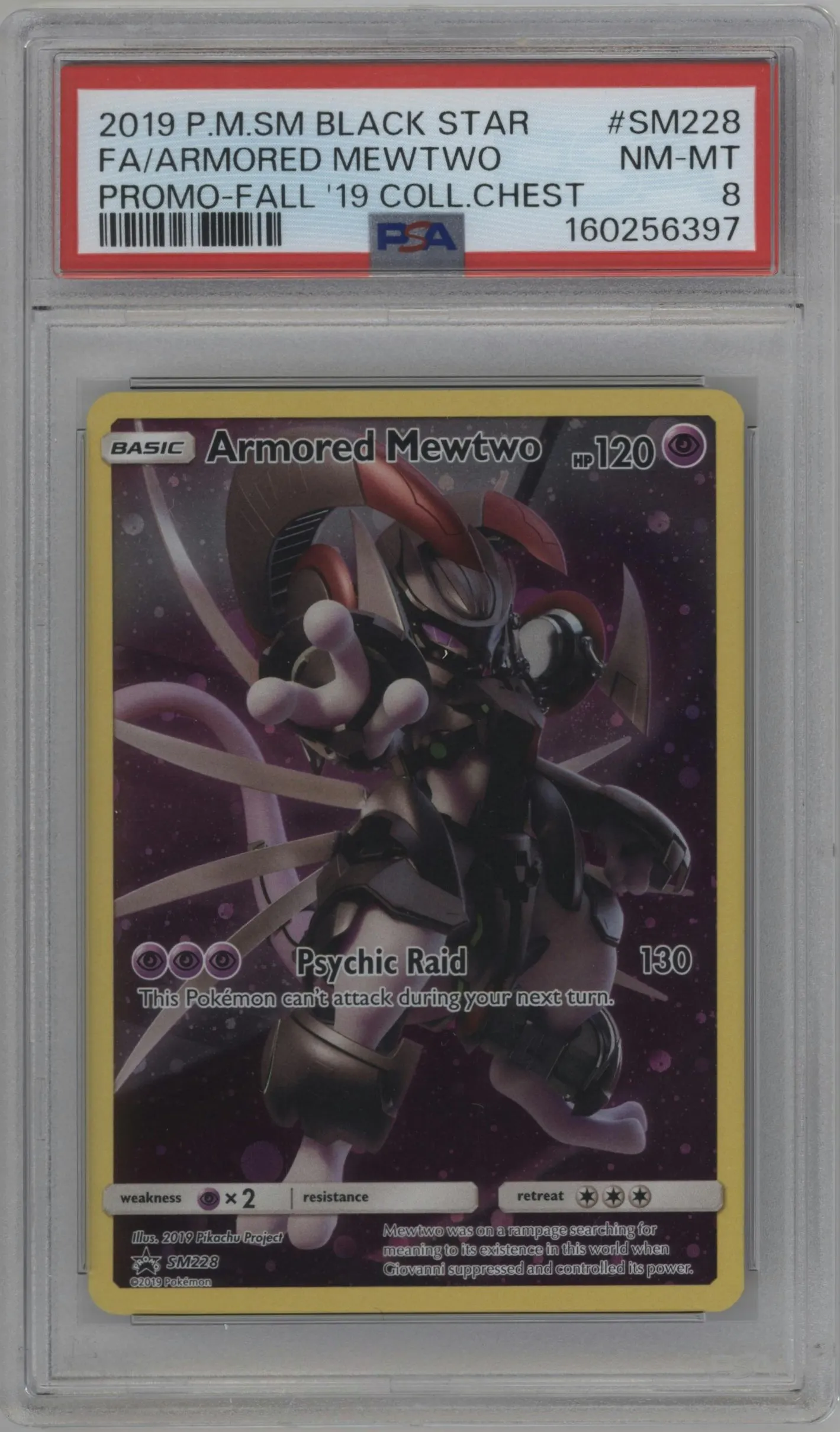2019 Pokemon S&M Armored Mewtwo 2019 Fall Collectors Chest #SM228 PSA 8