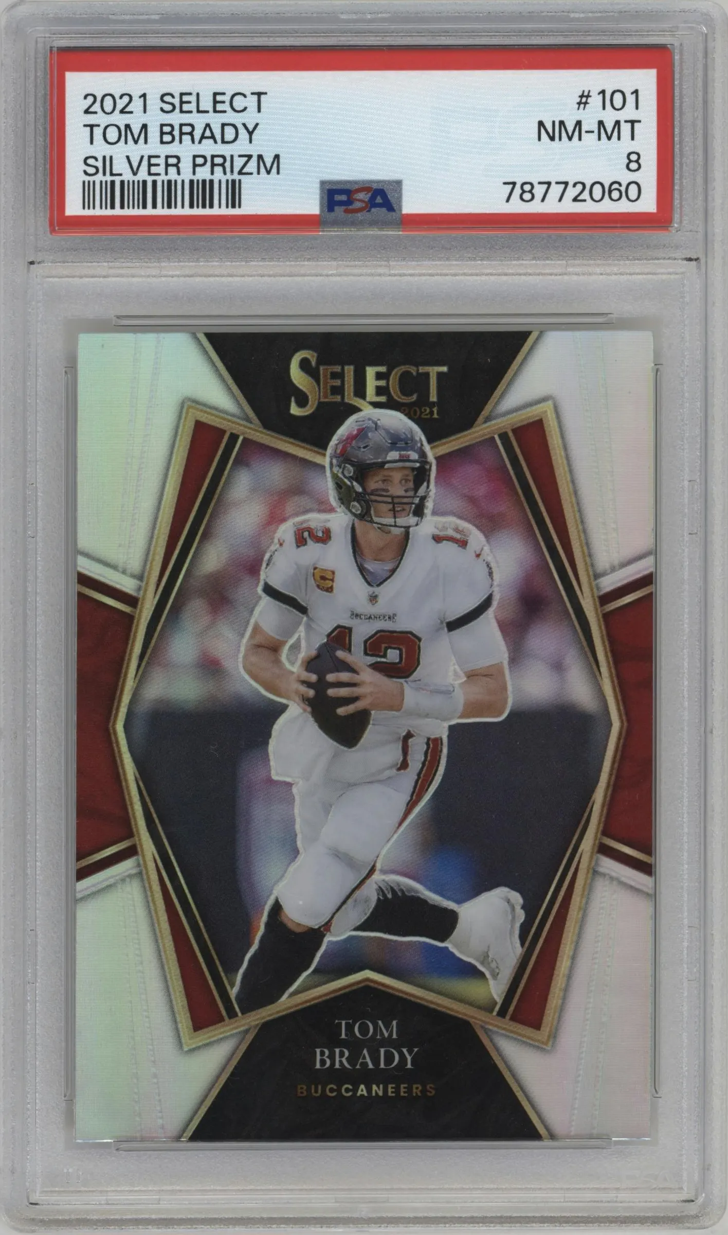 2021 Panini Select Pre.Lvl. Tom Brady Silver Prizm PSA 8