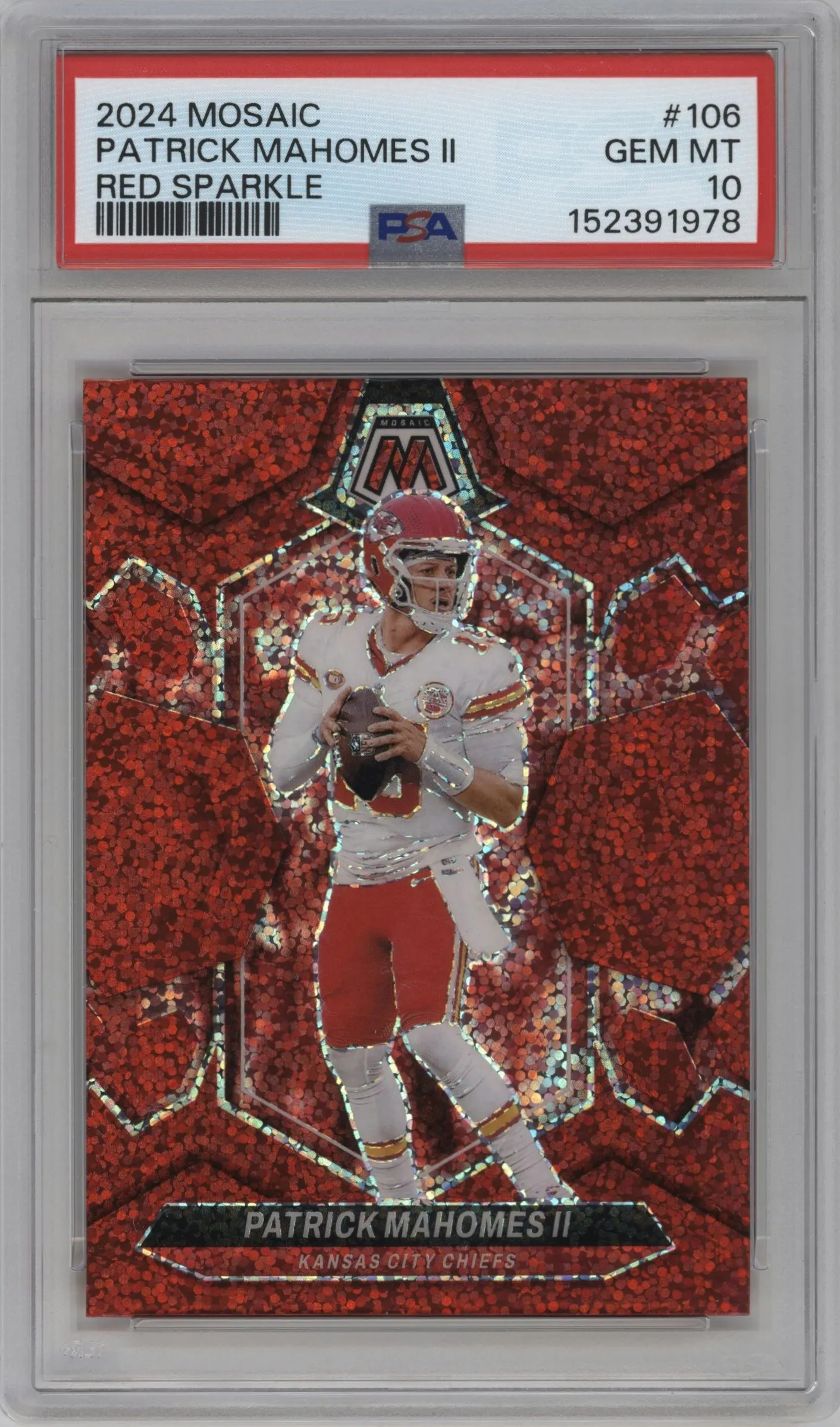 2024 Panini Mosaic Patrick Mahomes II Red Sparkle #106 PSA 10