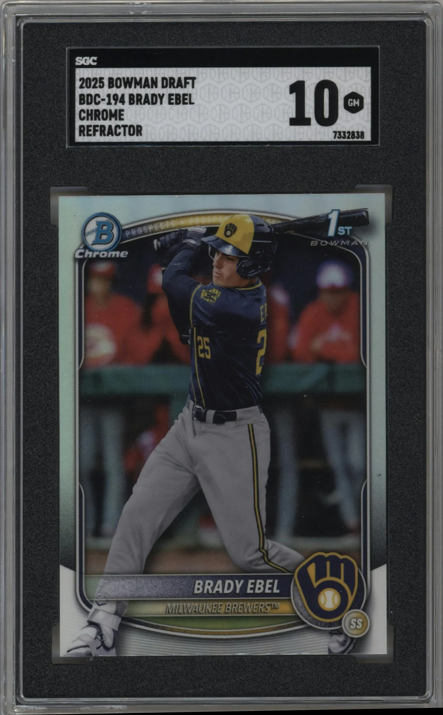 2025 Bowman Draft Chrome Brady Ebel Refractor #BDC-194 SGC 10