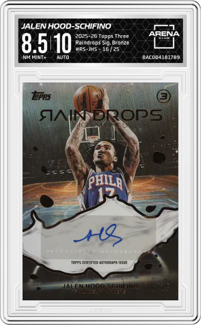 2025 Topps Three Raindrops Sig. Jalen Hood-Schifino Bronze #RS-JHS ARENA CLUB 8.5