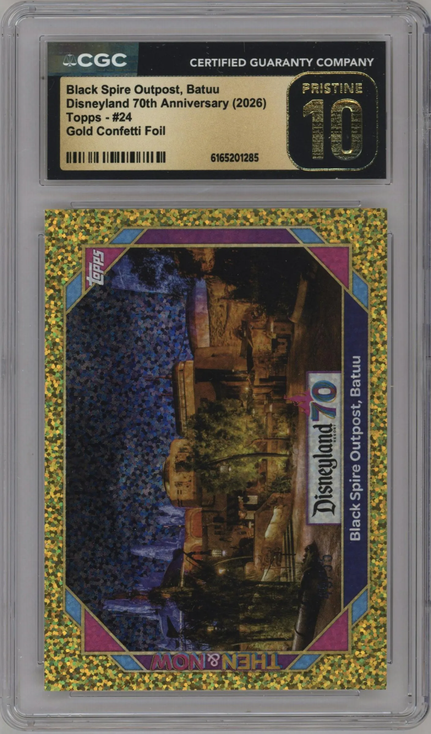 2025 Topps Disneyland 70th Anniversary Black Spire Outpost/Batuu Gold Confetti Foil #24 CGC 10