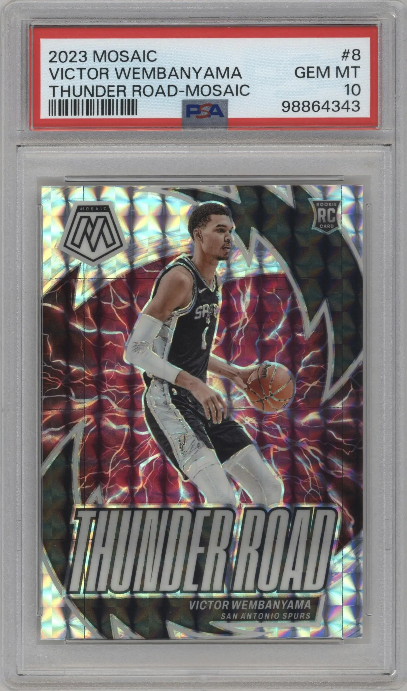 2023 Panini Mosaic Thunder Road Victor Wembanyama Mosaic Prizm #8 PSA 10