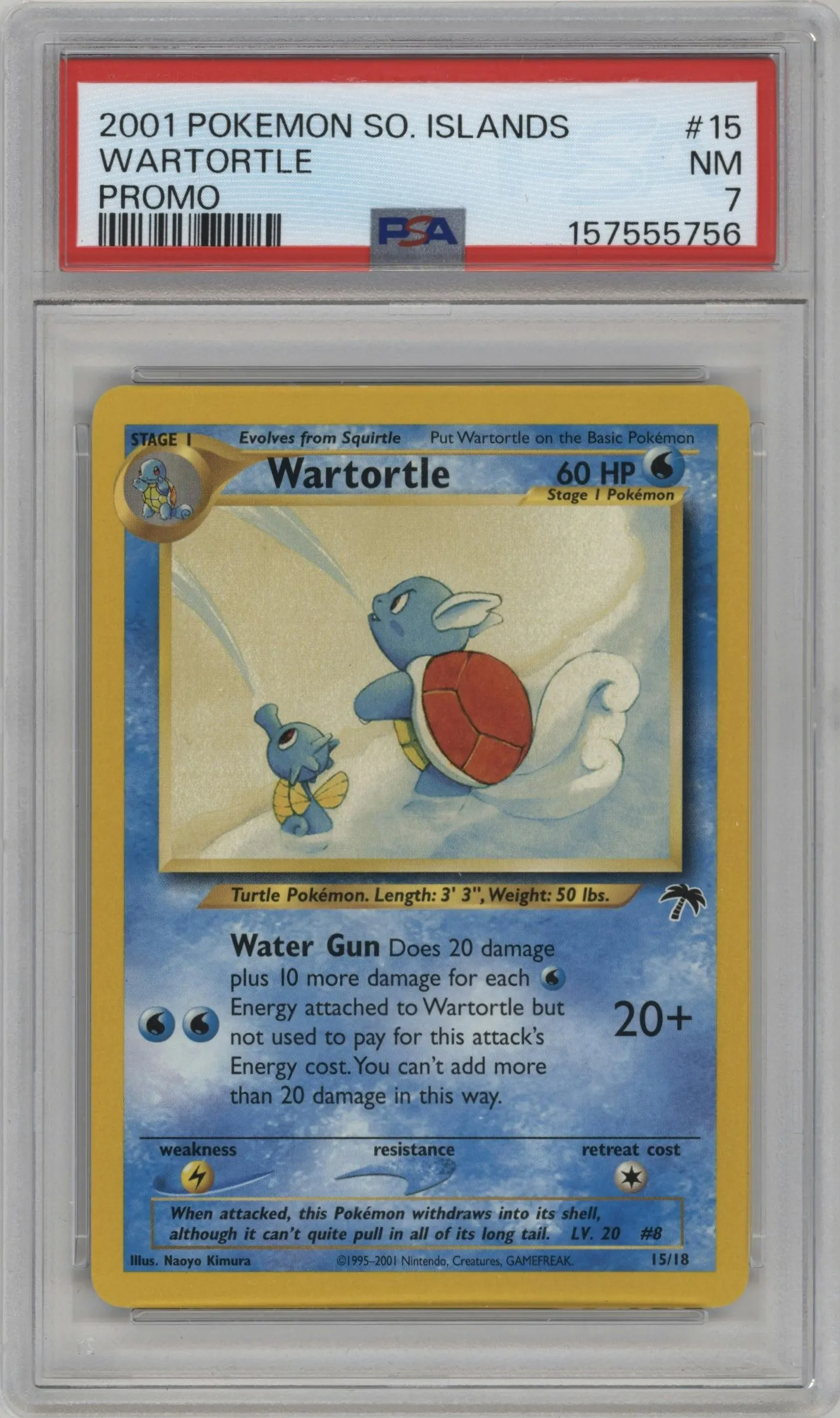 2001 Pokemon Neo Genesis Southern Islands Wartortle #15 PSA 7