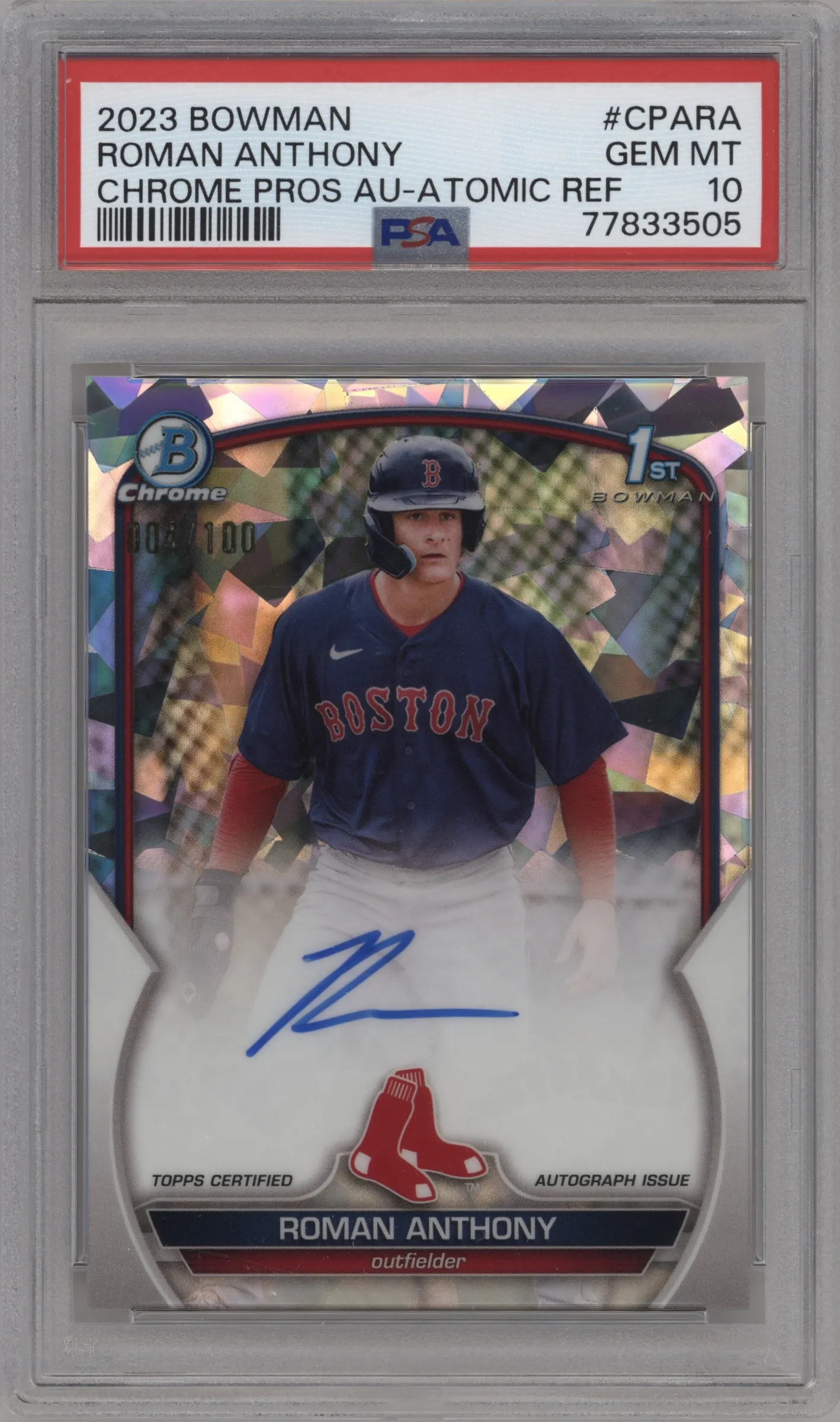 2023 Bowman Chr.Pros.Auto Roman Anthony Atomic Refractor PSA 10
