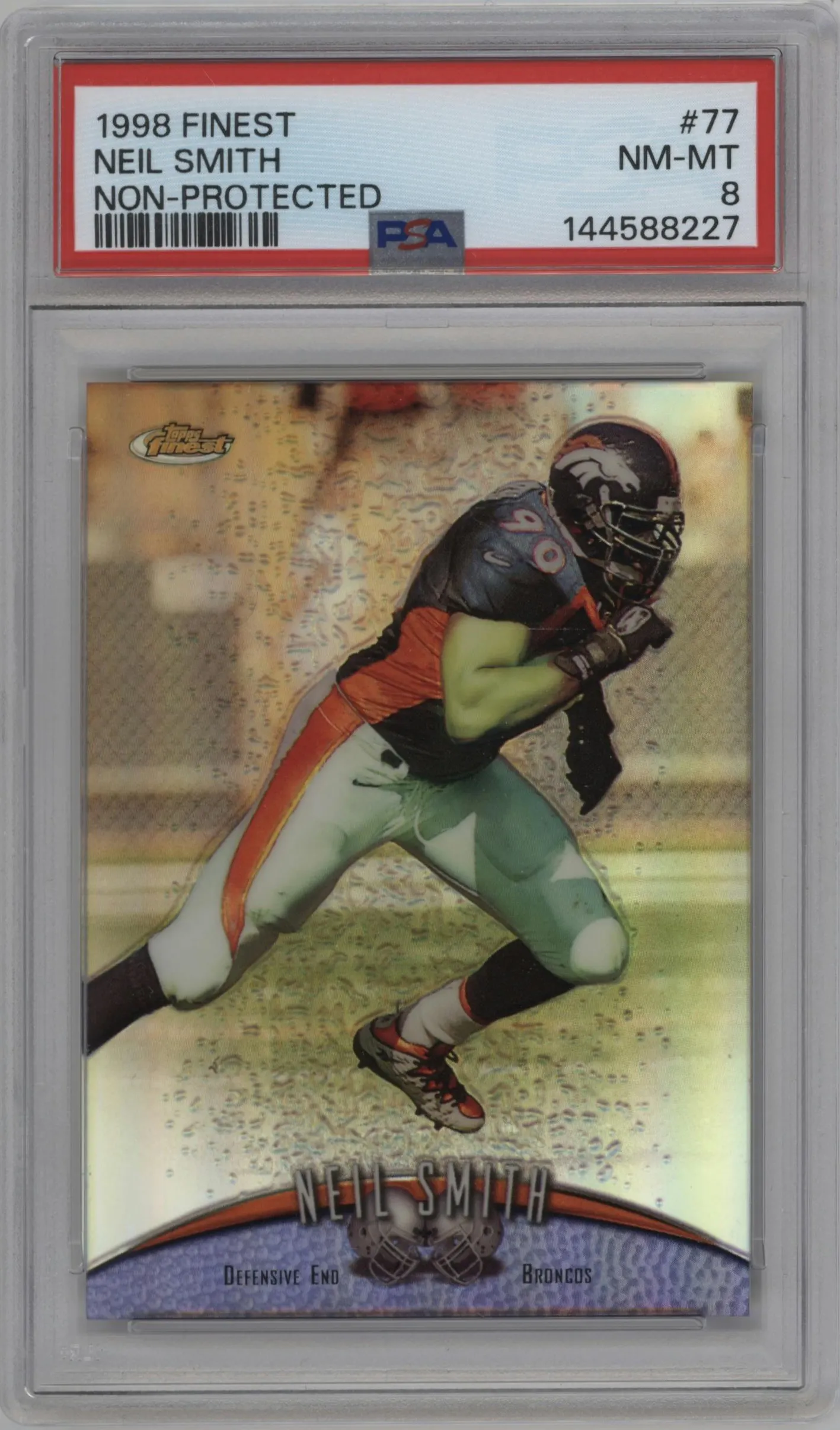 1998 Topps Finest Neil Smith Refractor #77 PSA 8