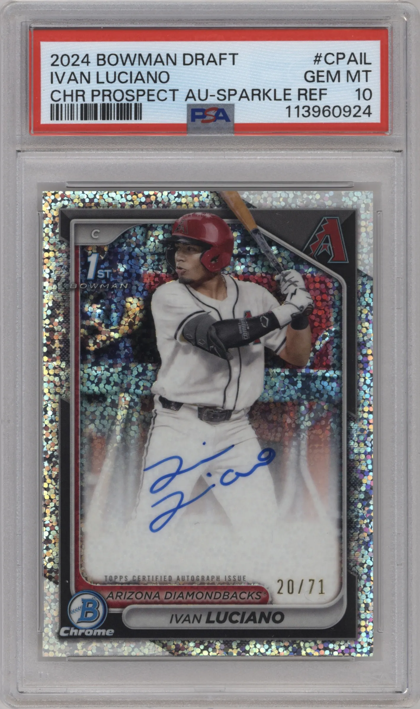 2024 Bowman Draft Chr.Pros.Auto Ivan Luciano Sparkle Refractor #CPA-IL PSA 10