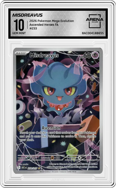 2026 Pokemon Mega Evolution Ascended Heroes Misdreavus #233 ARENA CLUB 10