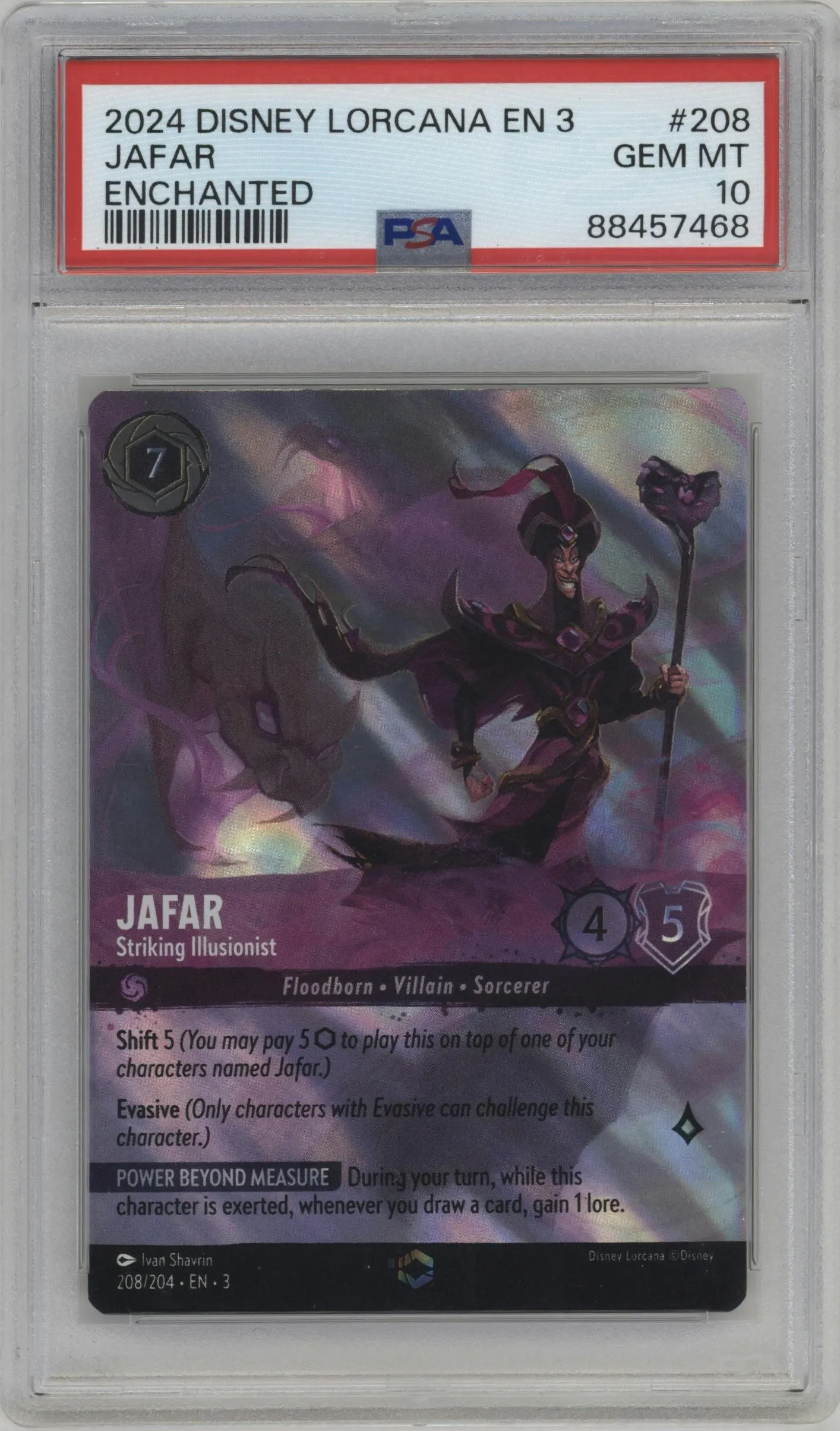 2024 Disney Lorcana Into the Inklands Jafar Enchanted #208 PSA 10