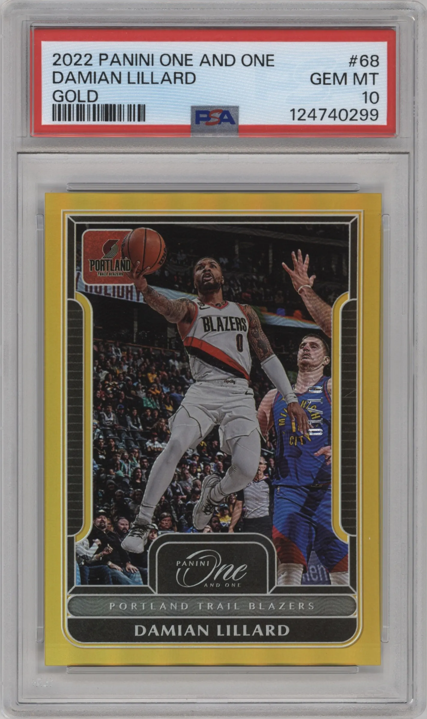 2022 Panini One and One Damian Lillard Gold #68 PSA 10