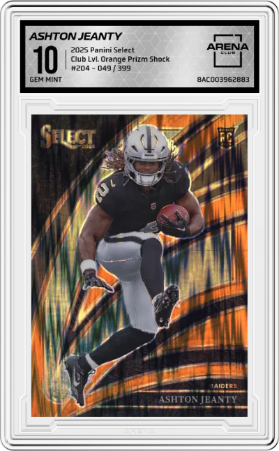 2025 Panini Select Club Lvl. Ashton Jeanty Orange Prizm Shock ARENA CLUB 10
