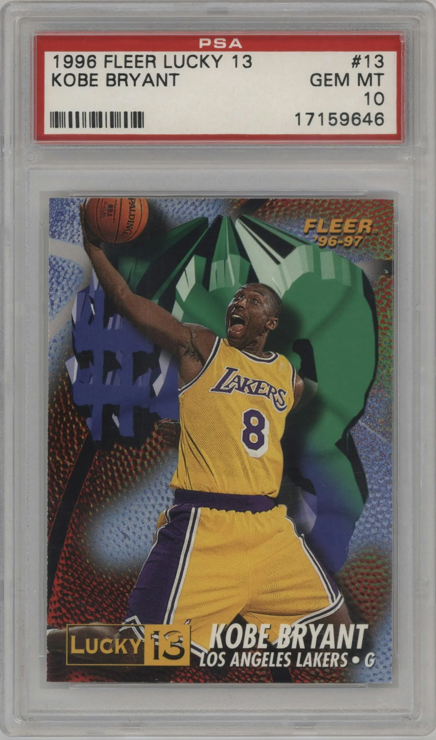 1996 Fleer Lucky 13 Kobe Bryant #13 PSA 10