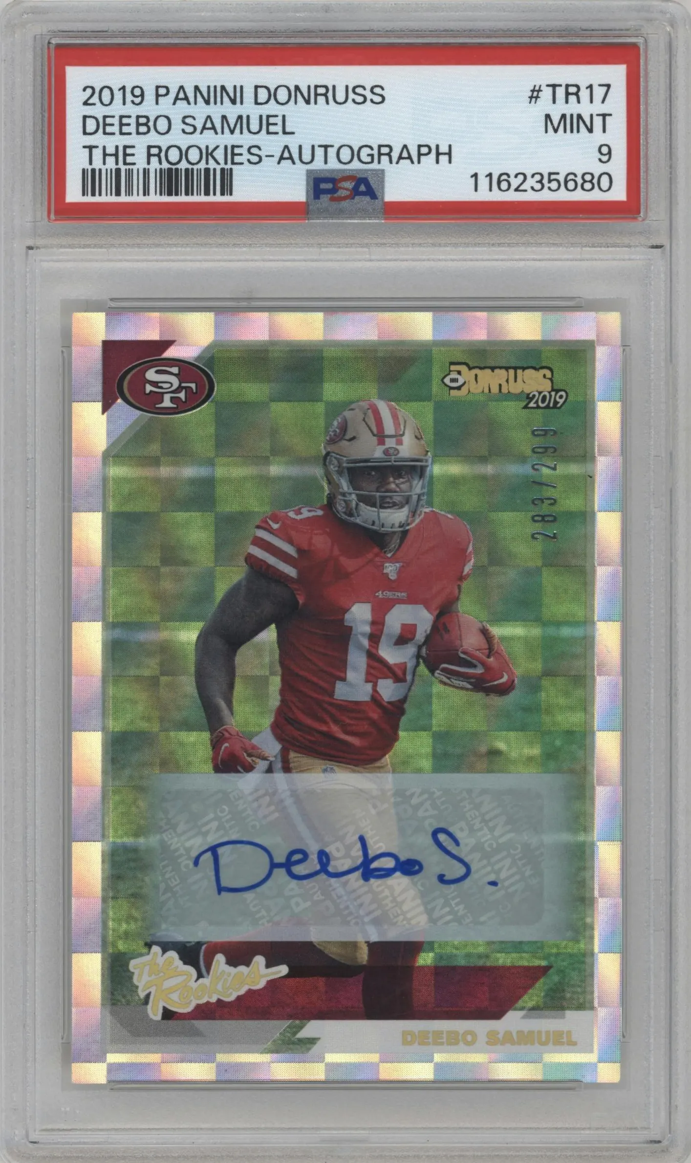 2019 Panini Donruss The Rookies Auto Deebo Samuel #TR-17 PSA 9