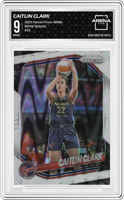 2025 Panini Prizm WNBA Caitlin Clark White Seismic #22 ARENA CLUB 9