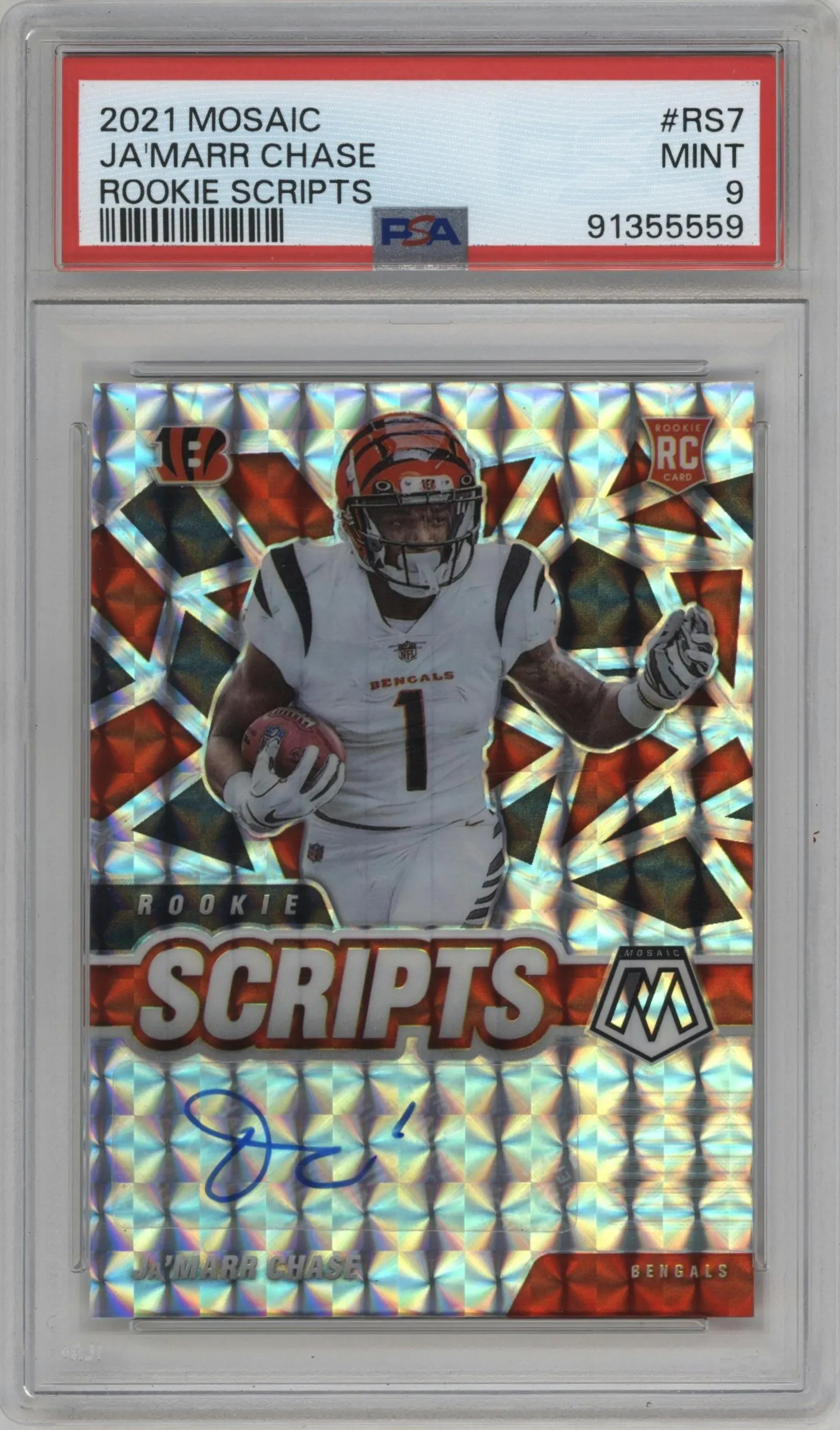 2021 Panini Mosaic Rke.Scripts Ja'Marr Chase #RS-7 PSA 9