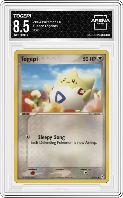 2004 Pokemon EX Hidden Legends Togepi #78 ARENA CLUB 8.5