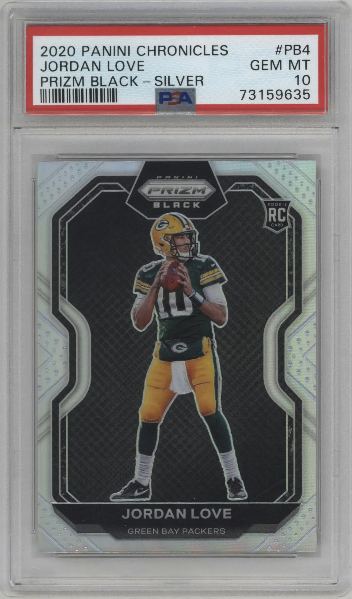 2020 Panini Chronicles Prizm Black Jordan Love Silver #PB-4 PSA 10