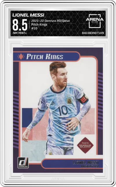 2021 Panini Donruss Road to Qatar Pitch Kings Lionel Messi #10 ARENA CLUB 8.5