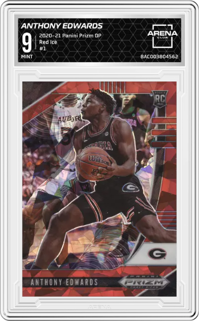 2020 Panini Prizm Draft Picks Anthony Edwards Red Ice ARENA CLUB 9