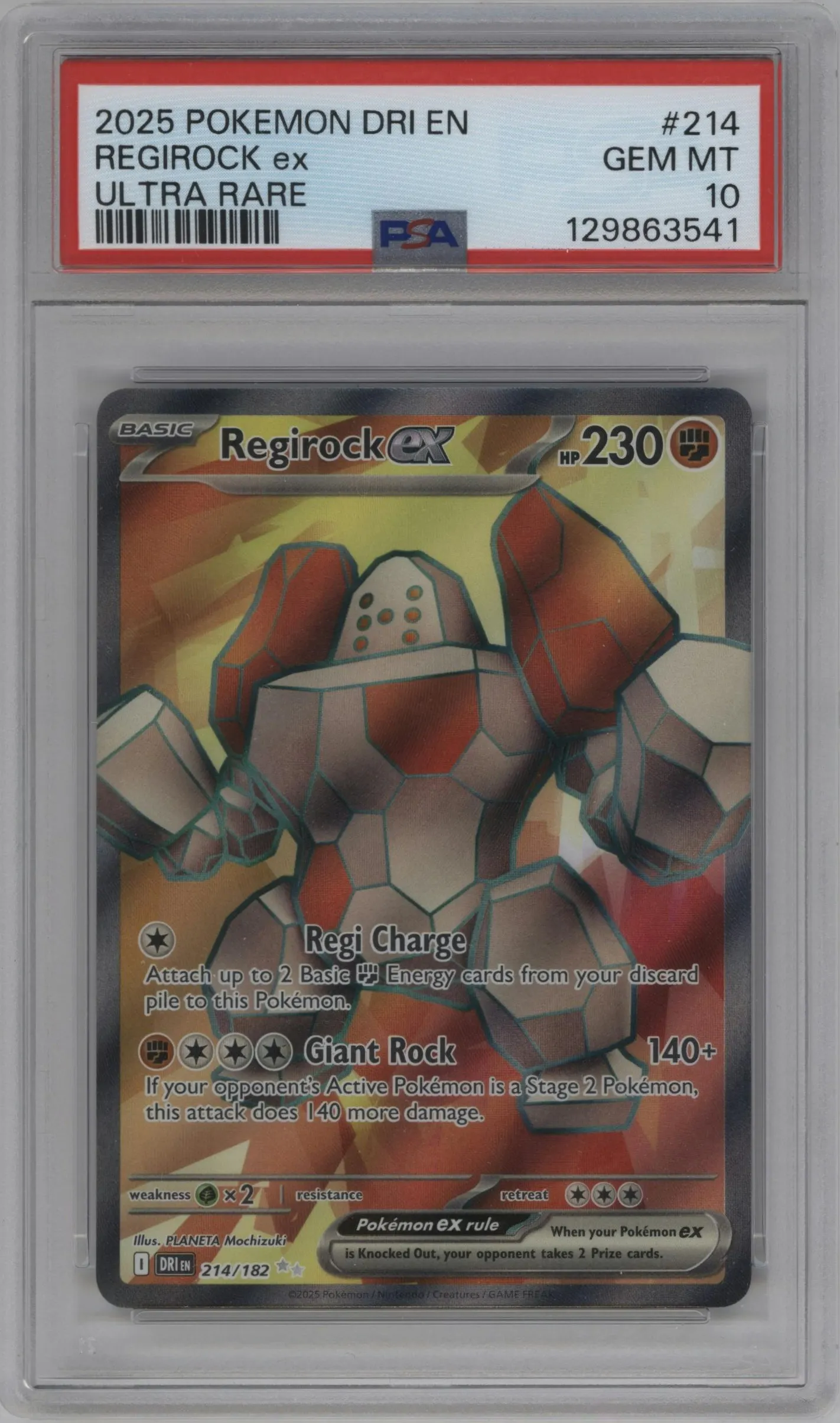 2025 Pokemon SV Destined Rivals Regirock ex #214 PSA 10