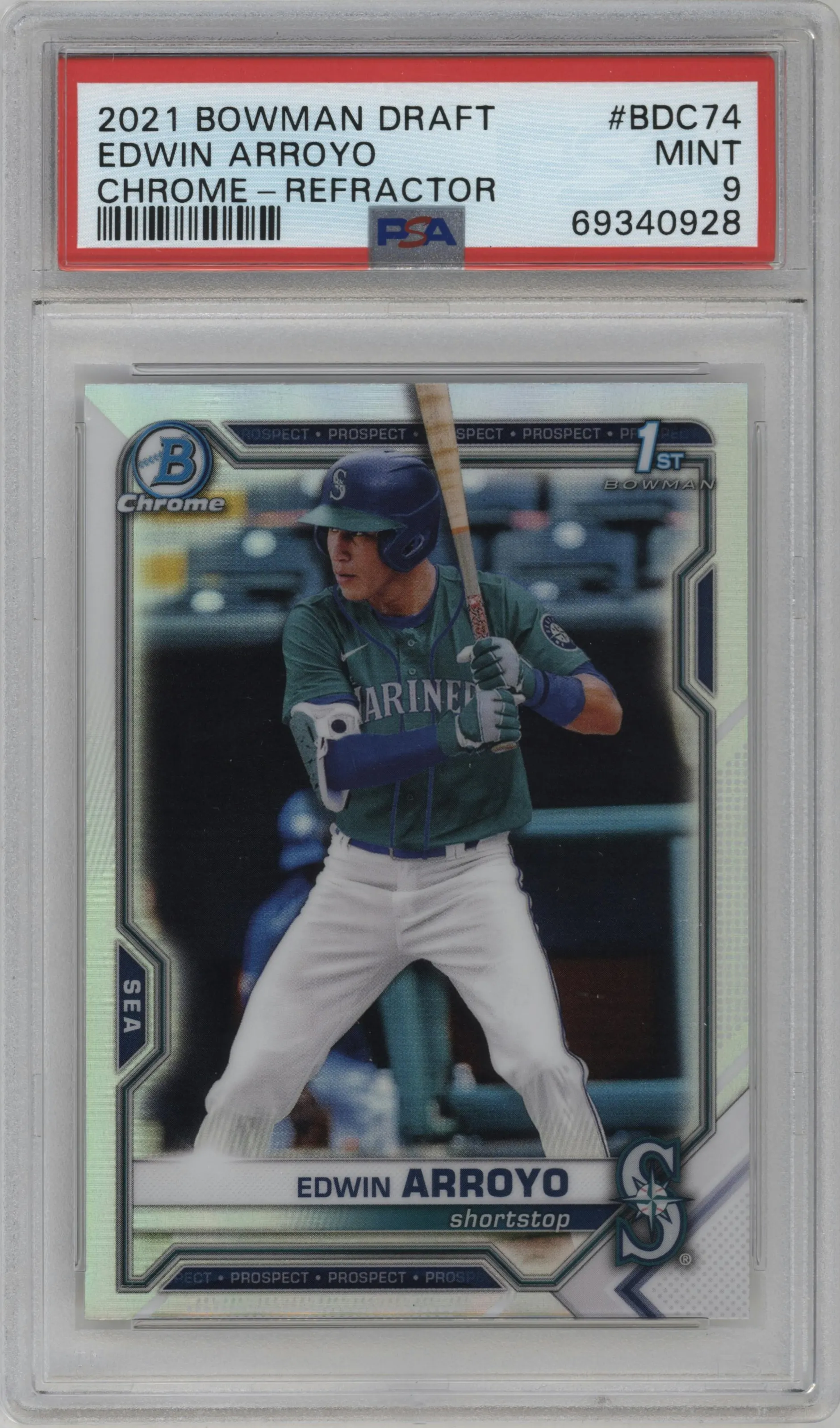 2021 Bowman Draft Chrome Edwin Arroyo Refractor #BDC-74 PSA 9