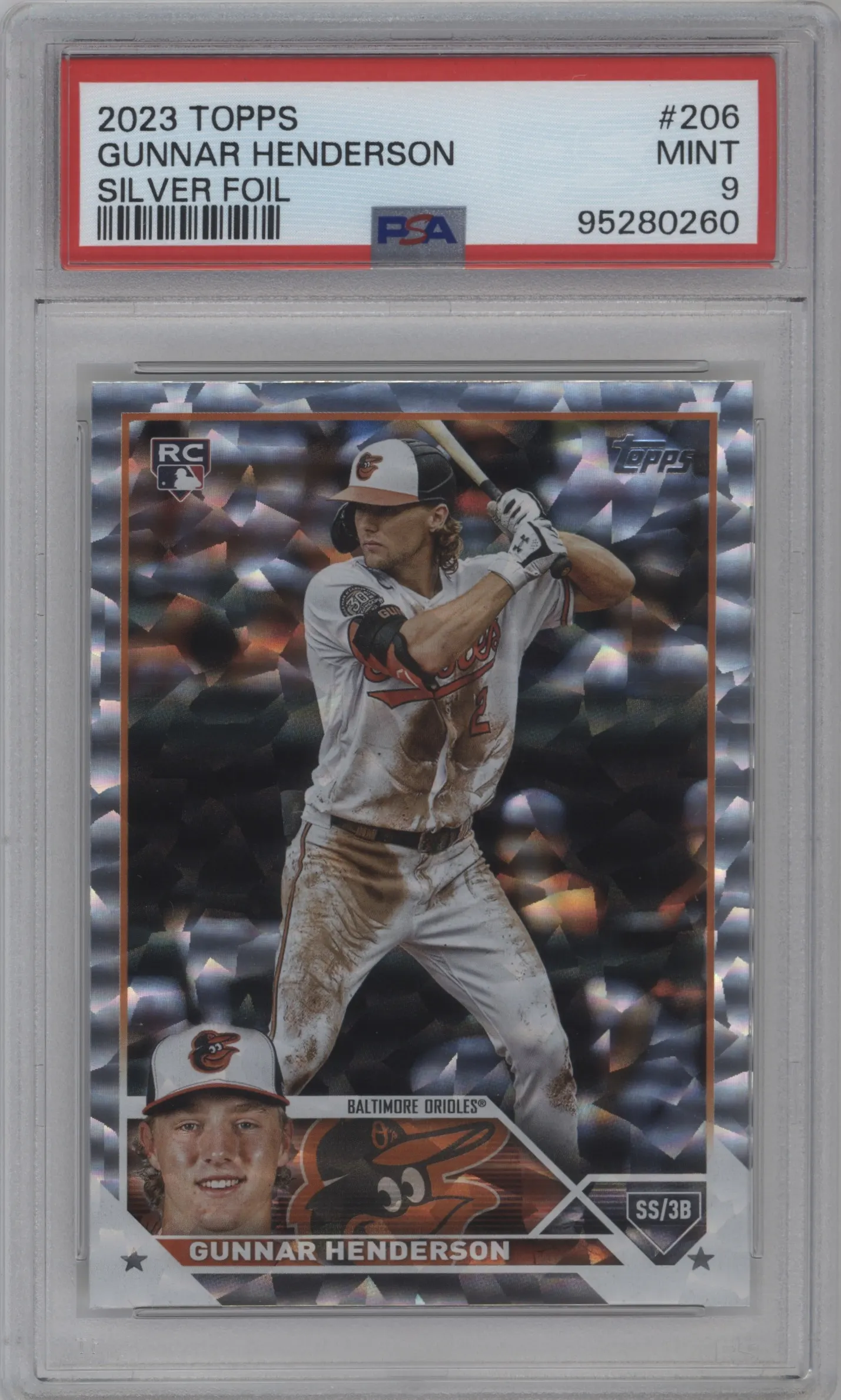 2023 Topps Series 1 Gunnar Henderson Silver Foil #206 PSA 9