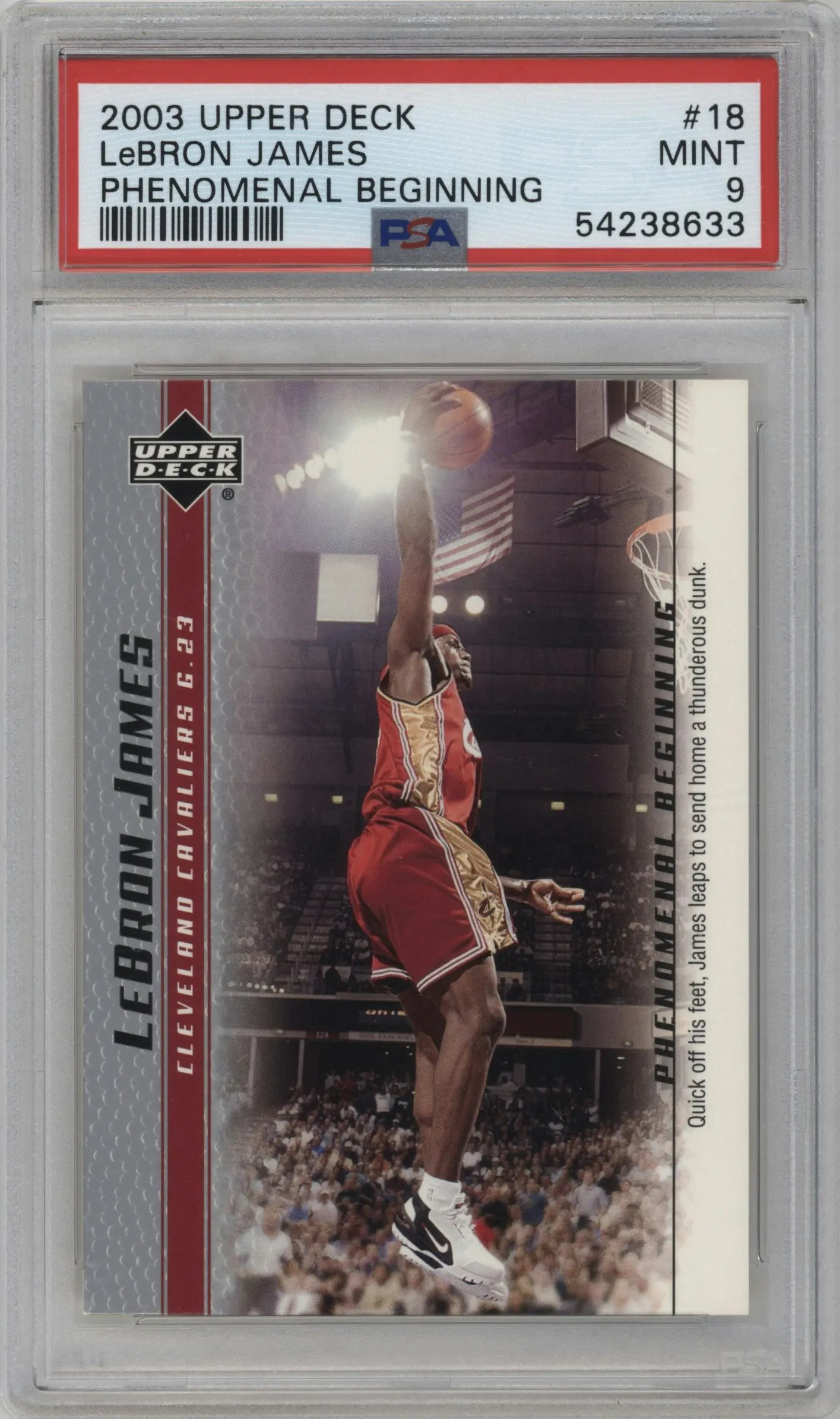 2003 Upper Deck LeBron James Phenomenal Beginning LeBron James #18 PSA 9