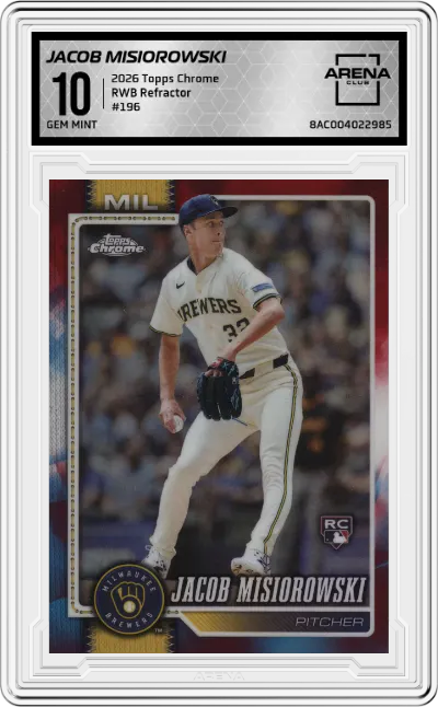 2026 Topps Chrome Jacob Misiorowski Red White and Blue Refractors #196 ARENA CLUB 10
