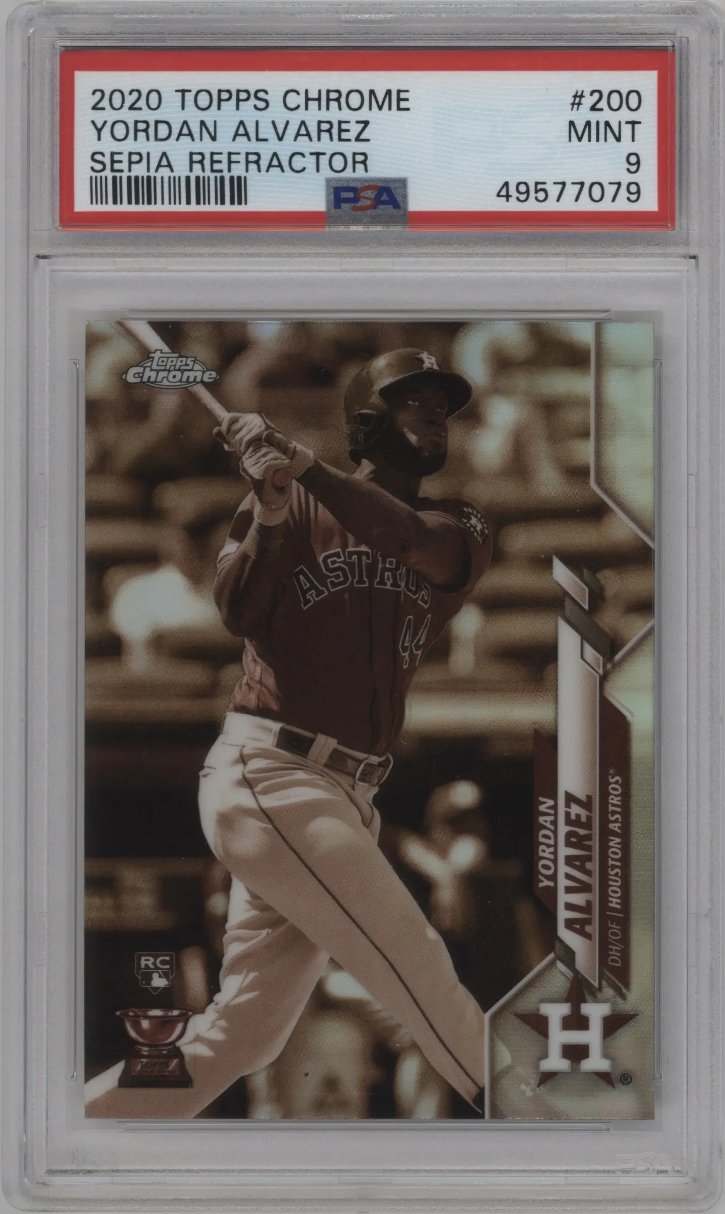 2020 Topps Chrome Yordan Alvarez Sepia Refractor #200 PSA 9