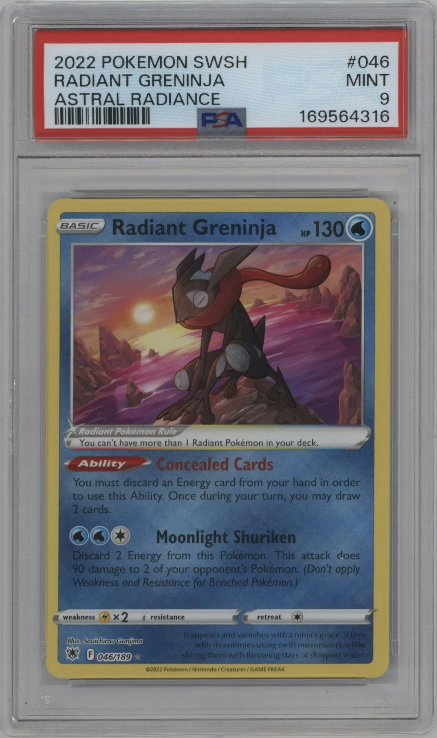 2022 Pokemon SWSH Astral Radiance Radiant Greninja #046 PSA 9