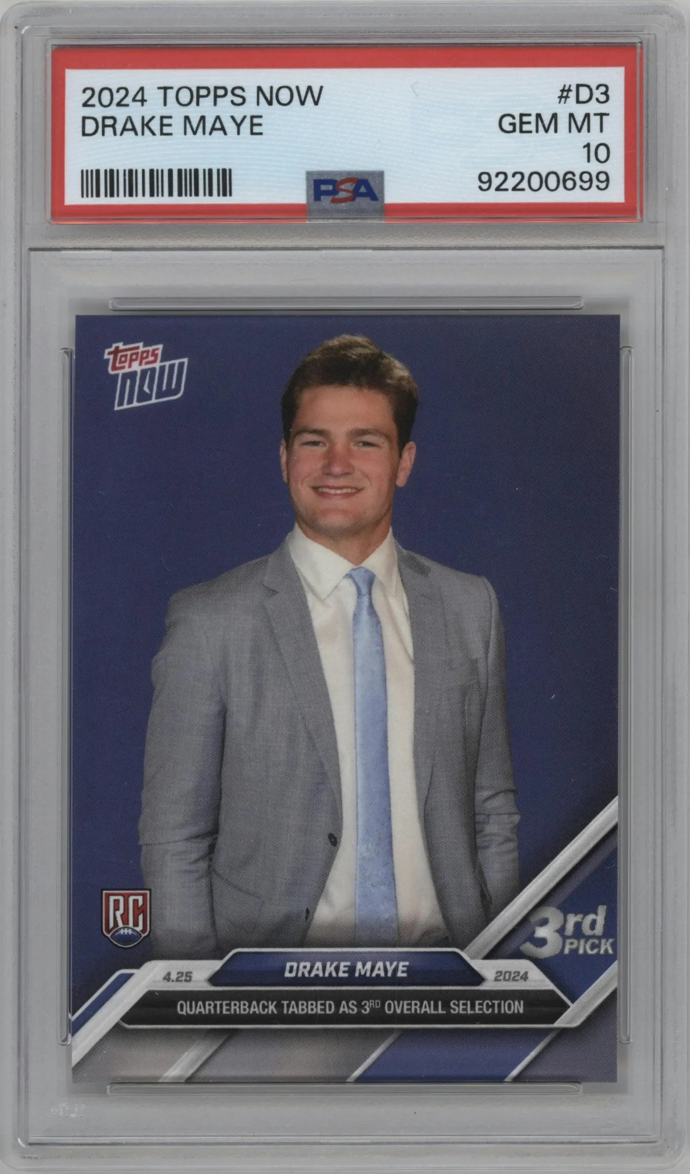 2024 Topps Now Drake Maye #D-3 PSA 10
