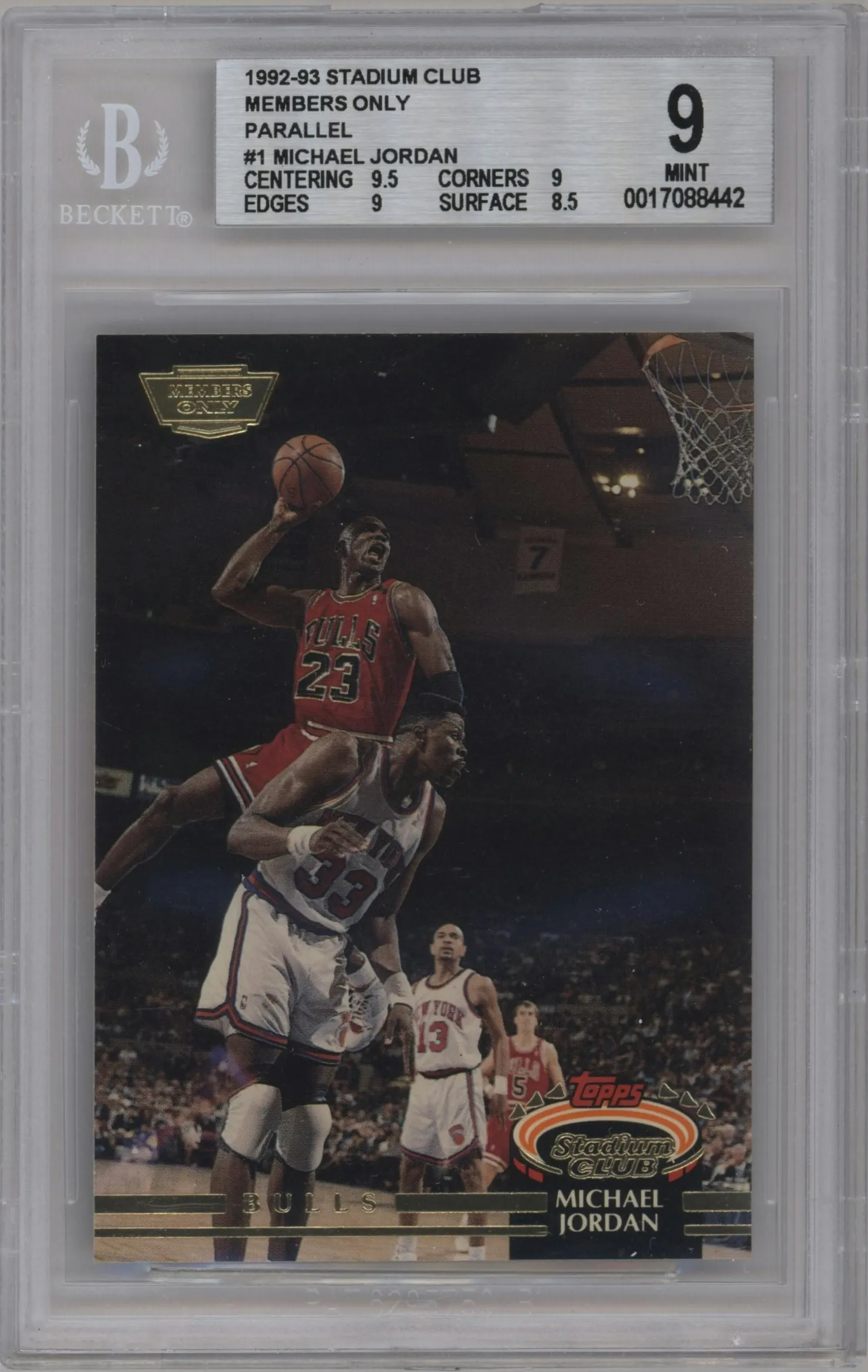 1992 Topps Stadium Club Michael Jordan Members Only #1 BGS 9
