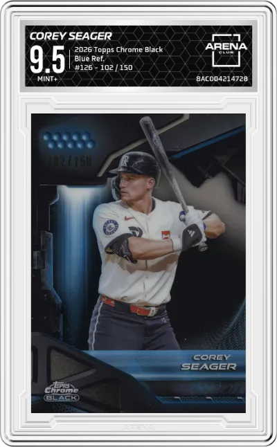 2026 Topps Chrome Black Corey Seager Blue Refractors #126 ARENA CLUB 9.5
