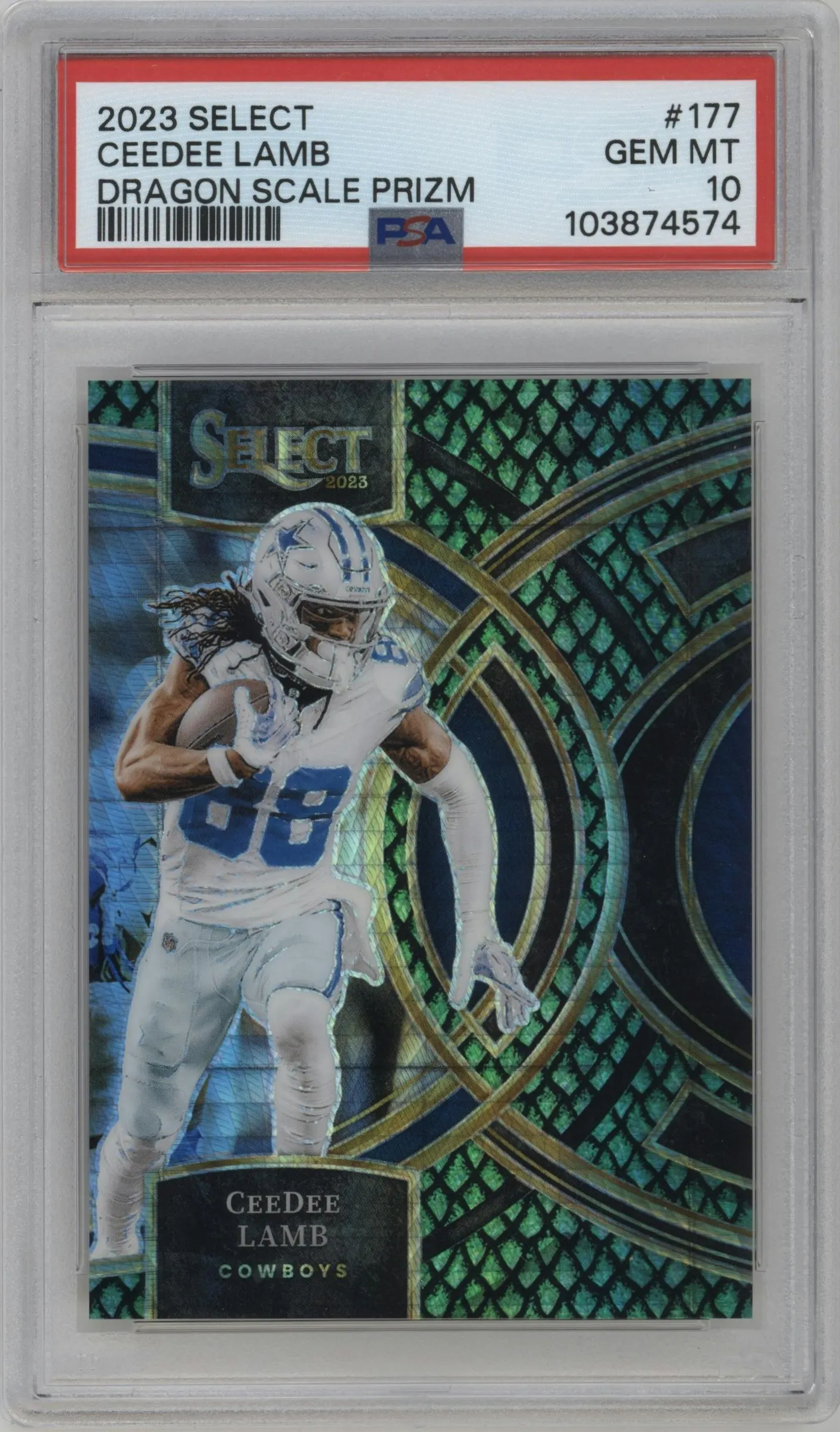 2023 Panini Select Pre.Lvl. CeeDee Lamb Dragon Scale #177 PSA 10