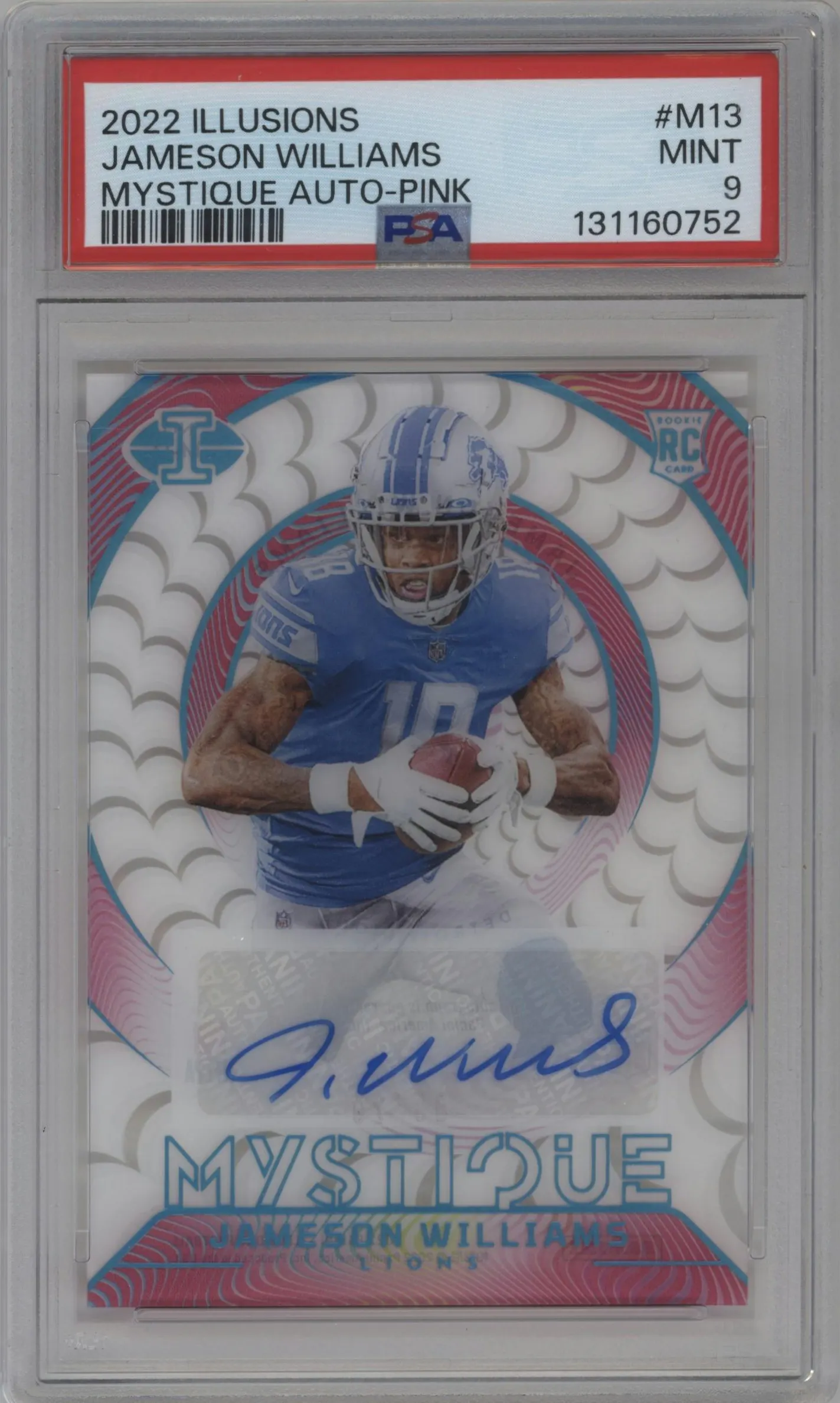 2022 Panini Illusions Mystique Auto Jameson Williams Pink #M-13 PSA 9