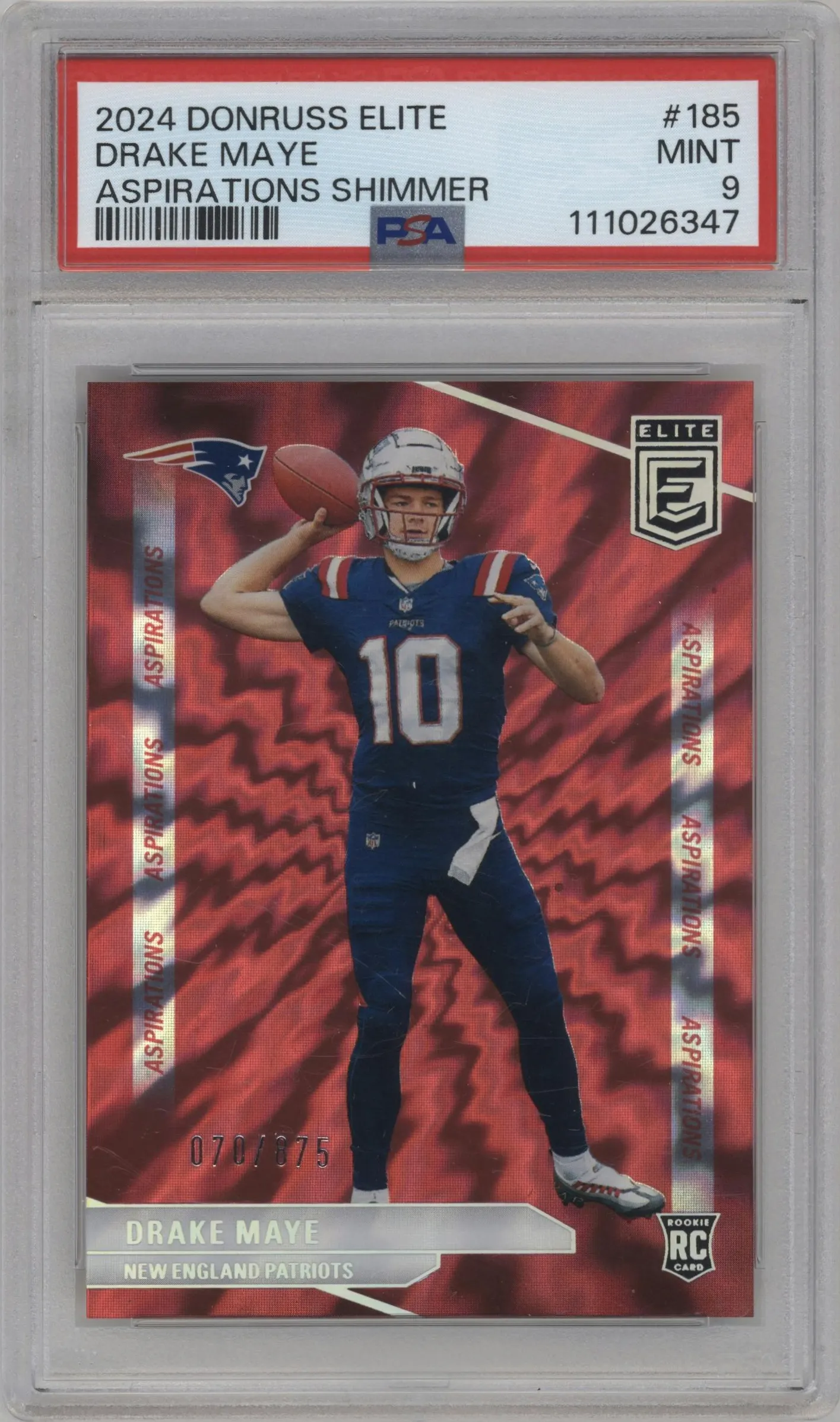 2024 Panini Donruss Elite Drake Maye Aspirations Shimmer #185 PSA 9
