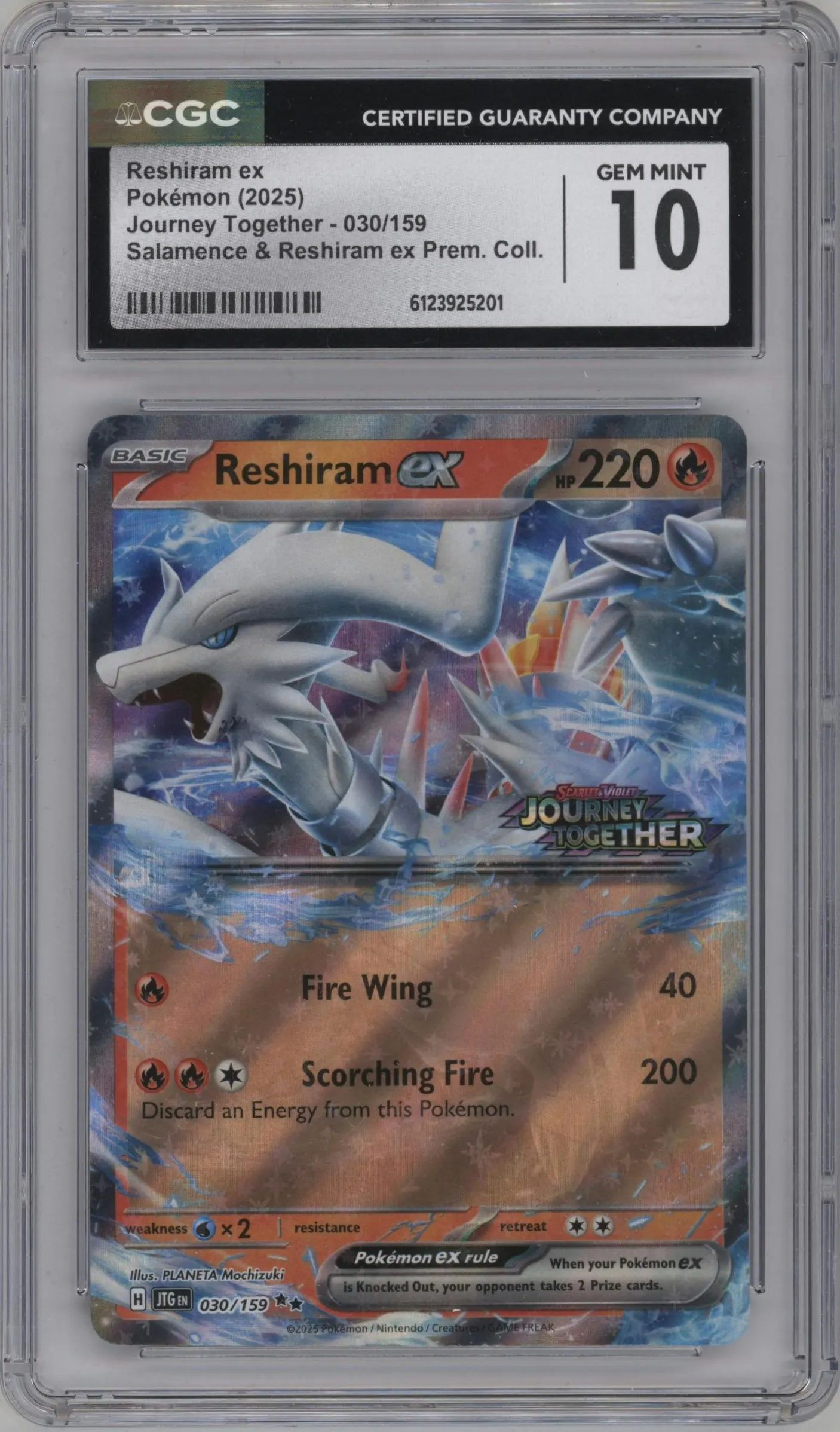 2025 Pokemon SV Journey Together Reshiram ex Reshiram ex Box #030 CGC 10