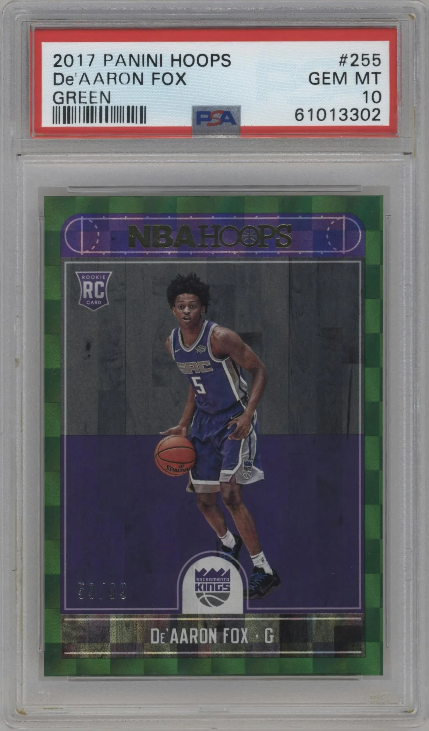 2017 Panini NBA Hoops De'Aaron Fox Green #255 PSA 10