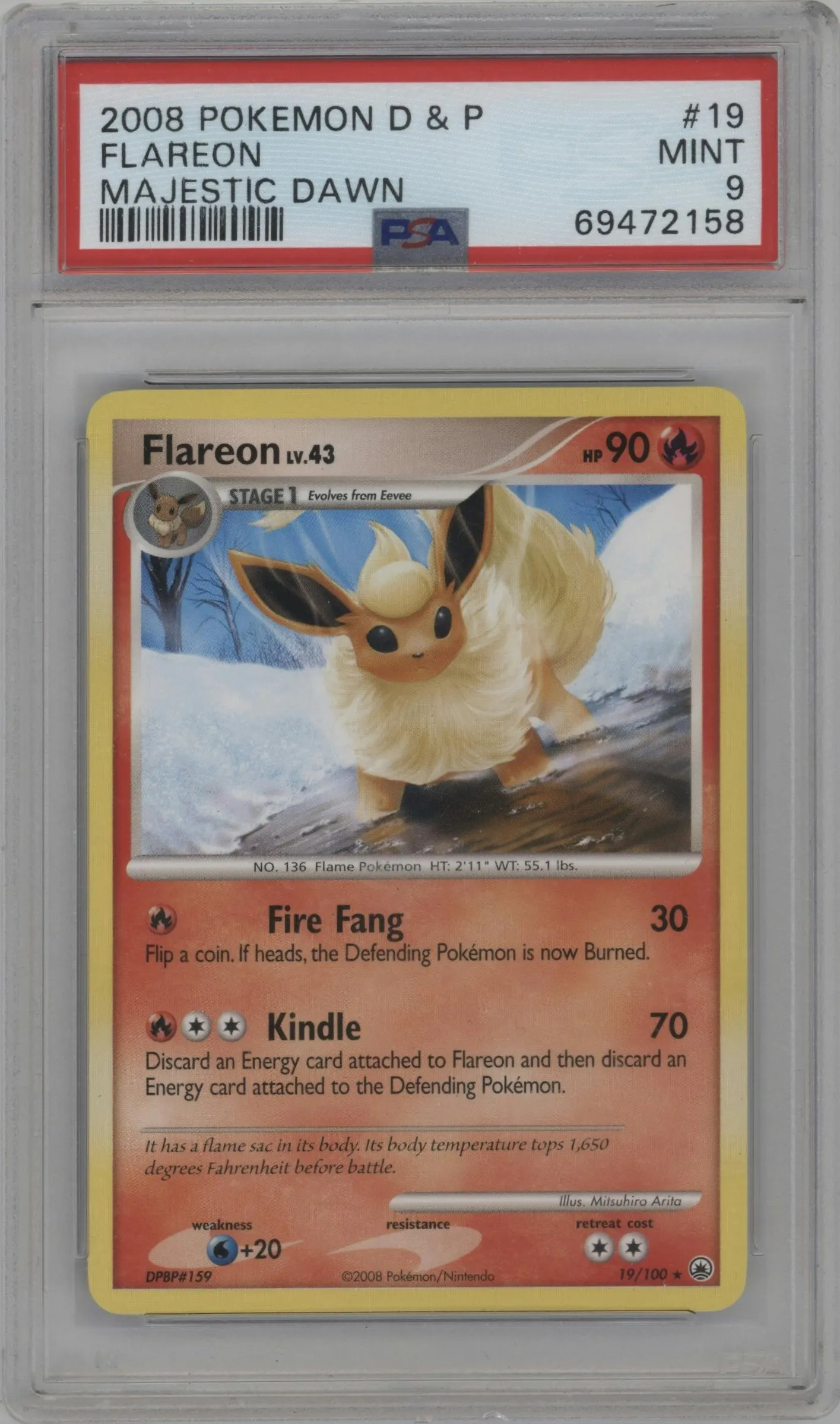 2008 Pokemon D&P Majestic Dawn Flareon #19 PSA 9