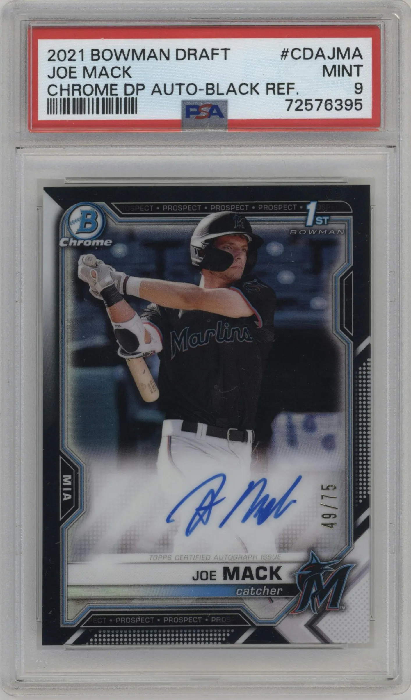 2021 Bowman Draft Chr.DP Auto Joe Mack Black Refractor #CDA-JMA PSA 9