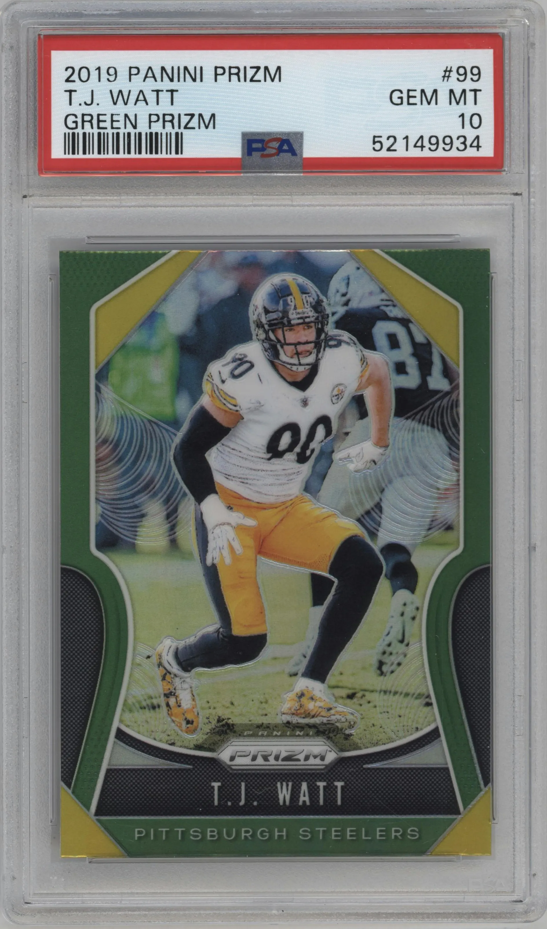 2019 Panini Prizm T.J. Watt Green Prizm #99 PSA 10