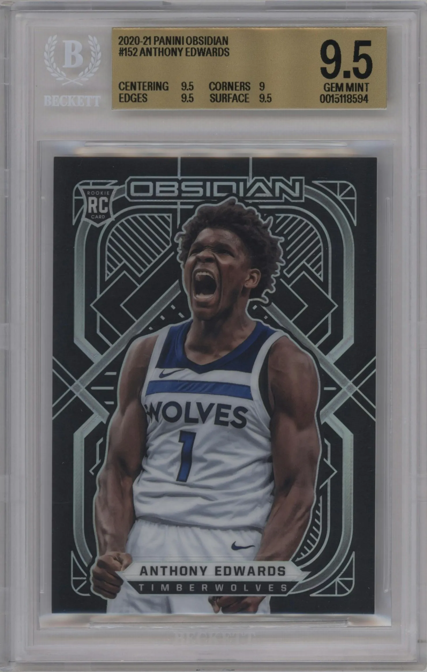 2020 Panini Obsidian Anthony Edwards #152 BGS 9.5