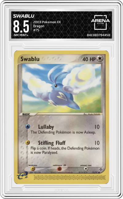 2003 Pokemon EX Dragon Swablu #75 ARENA CLUB 8.5
