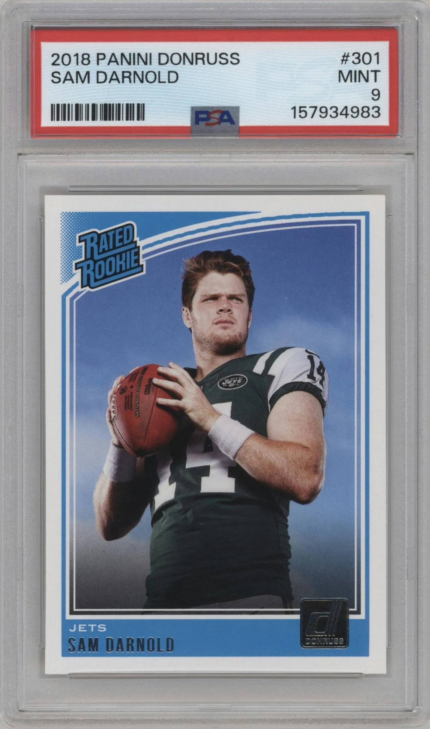 2018 Panini Donruss Rated Rookie Sam Darnold #301 PSA 9