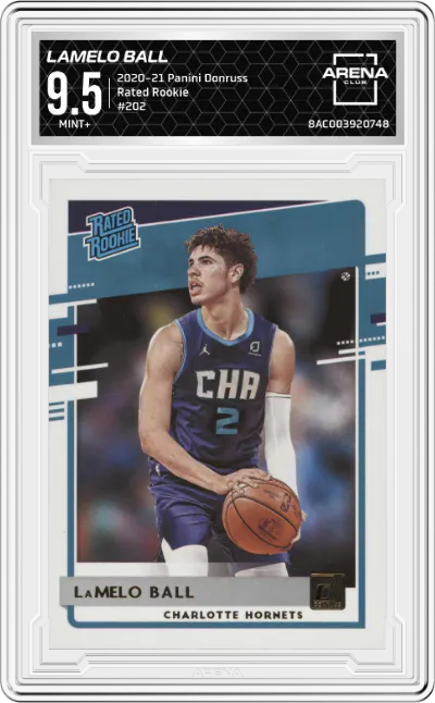 2020 Panini Donruss Rated Rookie LaMelo Ball #202 ARENA CLUB 9.5