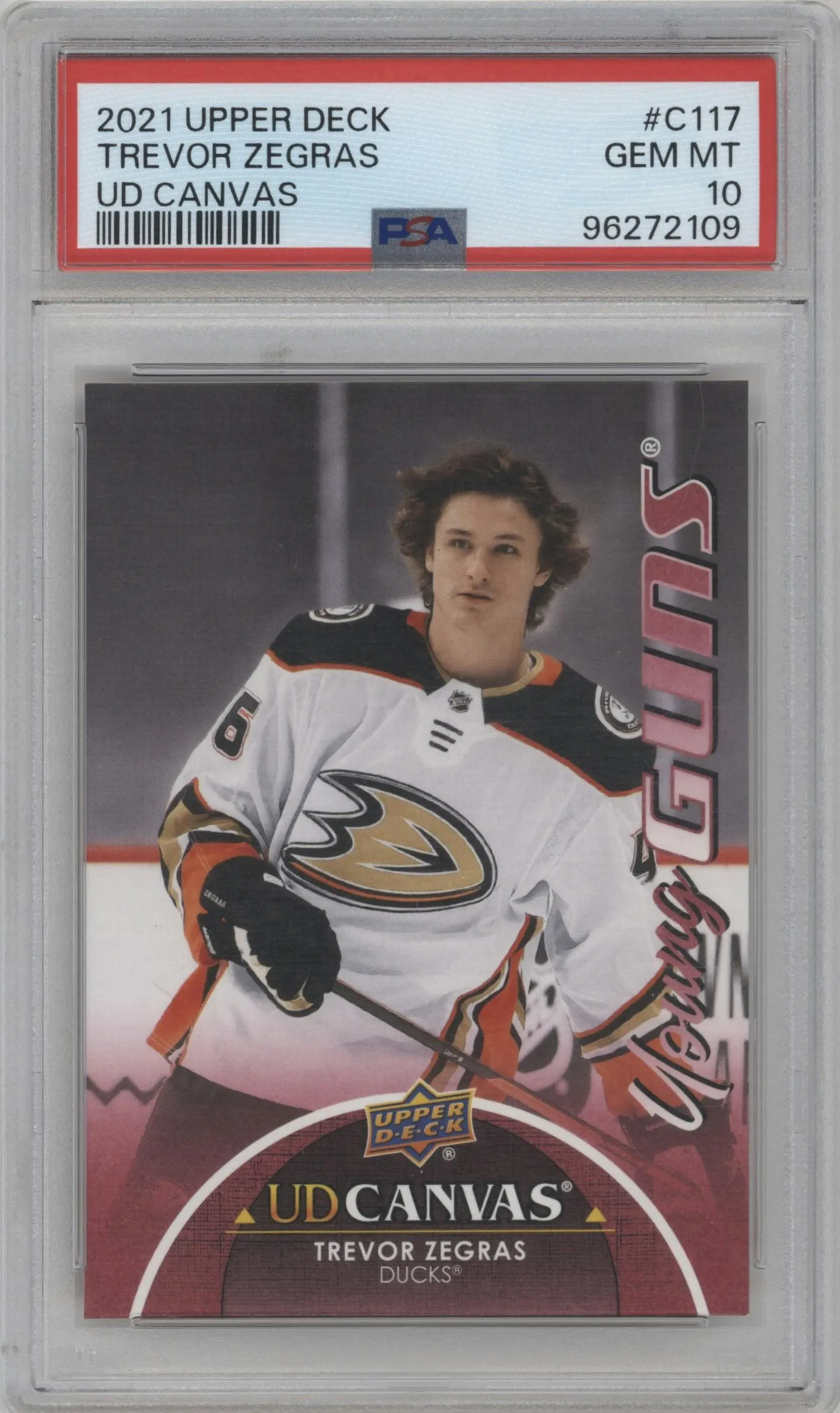 2021 Upper Deck Series 1 UD Canvas Young Guns Trevor Zegras #C117 PSA 10