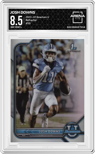 2021 Bowman University Josh Downs Refractor #50 ARENA CLUB 8.5