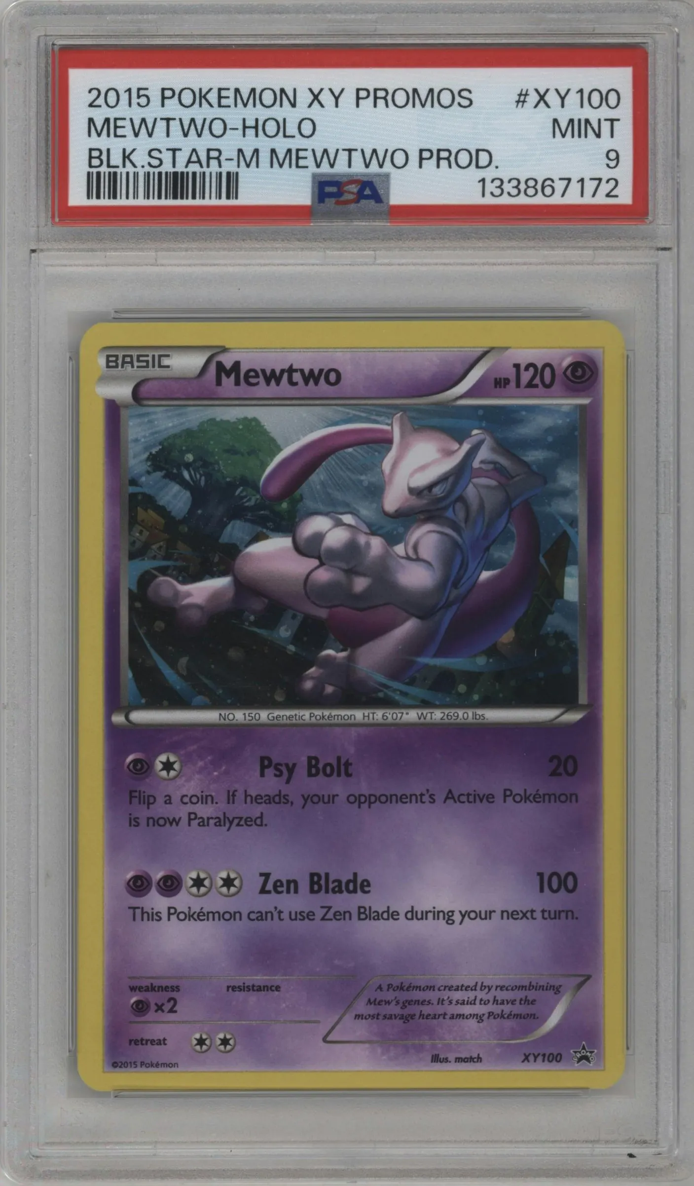 2015 Pokemon XY Mewtwo Mega Mewtwo X Collection #XY100 PSA 9